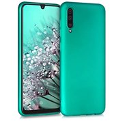 kwmobile TPU Case Compatible with Samsung Galaxy A50 - Soft Thin Slim Smooth Flexible Protective Phone Cover - Metallic Turquoise