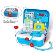 Doctor Kit for Kids, Pretend Medical Set Kids Toy Doctor Medical Playset Equipment 17Pcs School Classroom and Doctor Roleplay Costume Dress-Up Educational Doctor Toys for Toddler Boys Girls