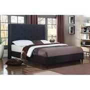 Home Life Premiere Classics Cloth Black Linen 51" Tall Headboard Platform Bed with Slats Queen - Complete Bed 5 Year Warranty In