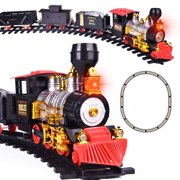 Kids Classic Battery Operated Electric Railway Train Car Track Set for Play Toy with Lights,Sounds and Railway Tracks