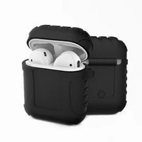 Earphones Headphone Full Protective Cover Waterproof Shockproof Case Silicone Cases with Hook for Airpods Blue