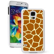 Samsung Galaxy (S5 Active) Hard Back Case Cover Giraffe Print Design (White)