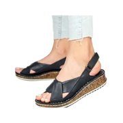 Womens Sandals Wedges Peep Toe Soft Summer Casual Holiday Beach Flat Comfy Shoes