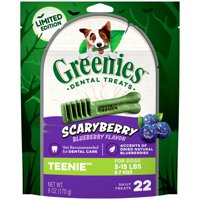 GREENIES ScaryBerry Blueberry Flavor TEENIE Halloween Natural Dental Dog Chew Treats, 6 oz. Pack (22-Count)
