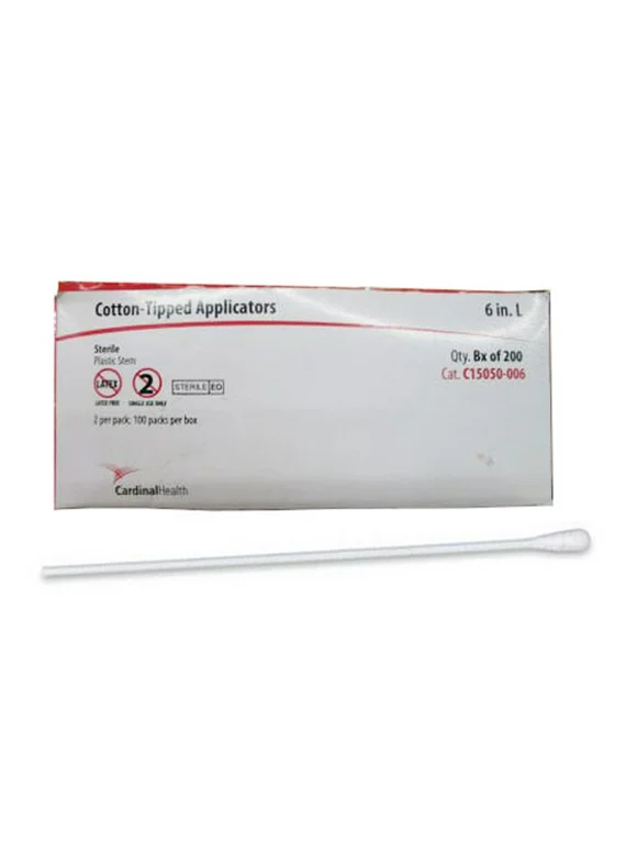 Cardinal Health Sterile Cotton Tipped Applicator With Plastic Shaft, 6"" White