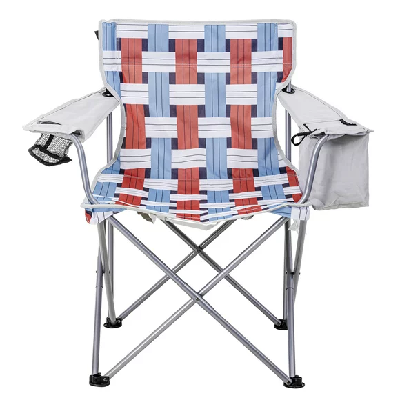 Ozark Trail Oversized Camp Chair, Adult, Retro Weave, Red, White, and Blue