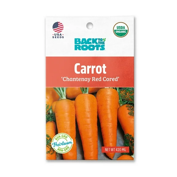 Back to the Roots Organic Chantenay Red Cored Carrot Vegetable Seeds, 1 Seed Packet