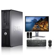 Dell Optiplex Desktop Computer 2.3 GHz Core 2 Duo Tower PC, 4GB RAM, 500 GB HDD, Windows 10 17" LCD and Speakers