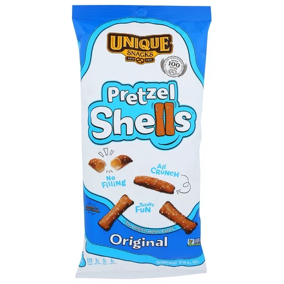 Unique Snacks - Unique Pretzels Shells, Home-Style Baked, Vegan, 10 Ounce Bags, 60 Ounces Total (Pack of 6)