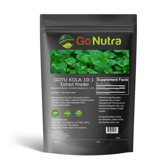 Gotu Kola 10:1 Extract Powder (Ji Xue Cao), 8 oz. Centella Asiatica | Go Nutra
