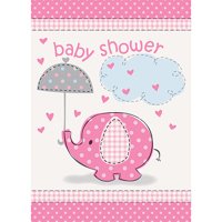 Pink Elephant Baby Shower Invitations, 8ct