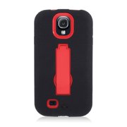 Samsung Galaxy S4 Case - Wydan Impact Hybrid Hard Soft Shock Absorbant Kick Stand Case Cover Black on Red