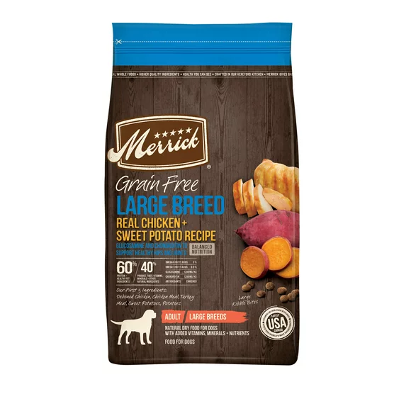 Merrick Real Chicken & Sweet Potato Dry Dog Food, Grain Free, 22 lb Bag