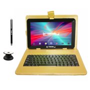 LINSAY 10.1" 2GB RAM 32GB Storage Android 10 Tablet with keyboard Golden, Pop Holder and Pen Stylus