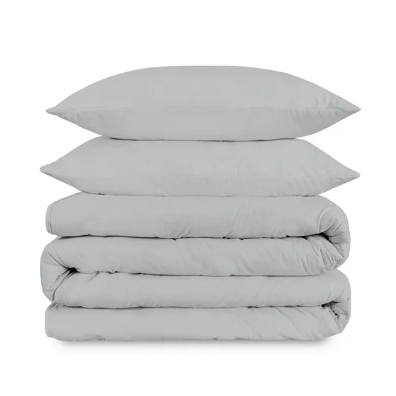 Purity Home 100% Cotton 400TC Ultra-Soft & Silky Duvet Set Full/Queen Light Gray