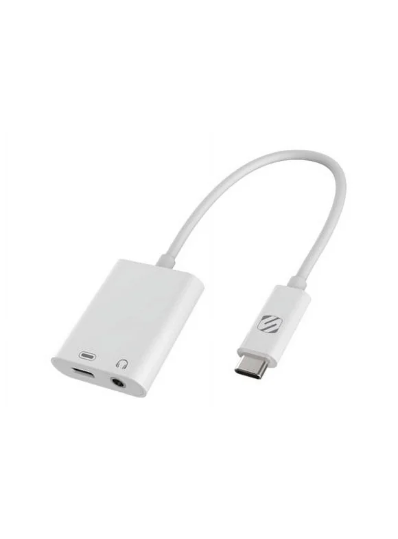 Scosche CAAPWT-SP StrikeLine USB Type-C Headphone Adapter with USB-C Port - White