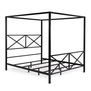 Best Choice Products 4-Post Queen Size Modern Metal Canopy Bed w/ Mattress Support, Headboard, Footboard - Black