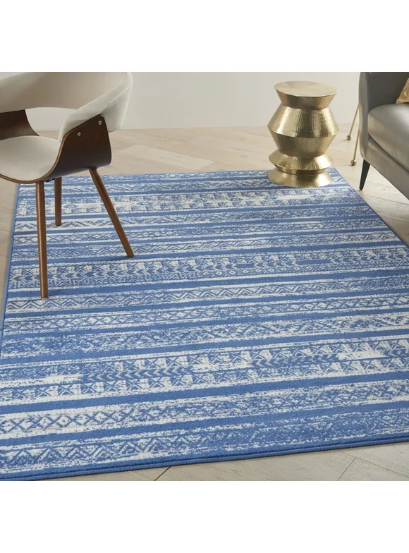Nourison Whimsicle Bohemian Eclectic Light Blue Ivory 5' x 7' Area Rug, (5' x 7')