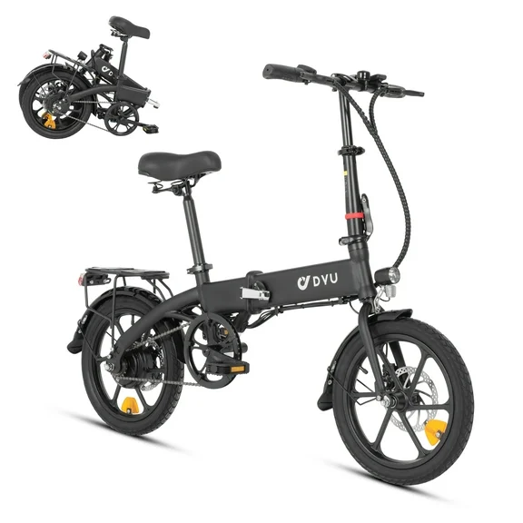 DYU 16" Commuter Electric Bike for Adults, 250W 36V 7.8AH Li-ion Battery, Cruiser City Cargo E Bike