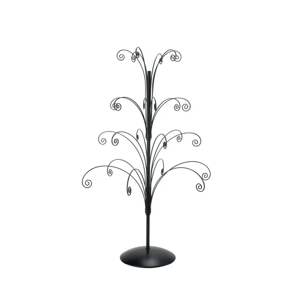 36 Inch Tall Ornament Display Tree, Black Plated, Holds 24 Ornaments