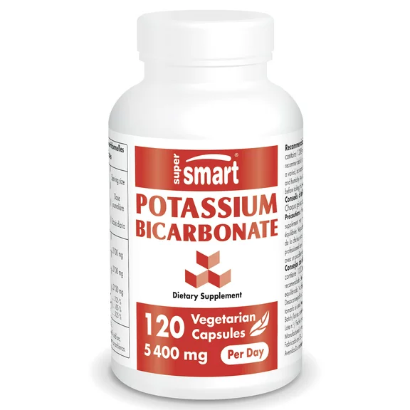 Supersmart - Potassium Bicarbonate 5400 mg per Day - Electrolyte Balance - Food Grade Supplement | Non-GMO & Gluten Free - 120 Vegetarian Capsules
