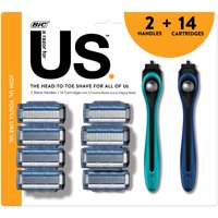 Us 5 Flexible Blade Unisex Razor Kit for Men and Women, 2 Handles & 14 Razor Replacement Cartridges, Smooth Shave