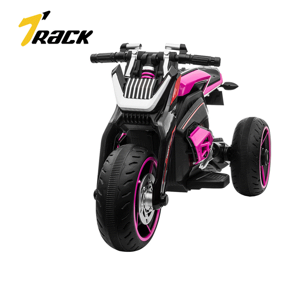 Track 7 Kids Ride on Motorcycle,12V Battery Powered Electric Trike Motorcycle for Boys Girls,3 Wheels Motorcycle for Kids,4 Button Horn,Lights,Kids Ride on Toy Car,Pink