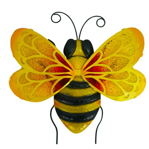 Liffy Metal Bee Wall Decor-Cute Bumble Bee Outdoor Metal Wall Art-Metal Art Wall Decor for Patio ,Valentine's Day Gift-Yellow