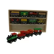 Hottest USA Magnetic Wooden Engine Train Cars 12 Piece Train Tracks Accessories Set - Includes Engine Cars, Road Car, and Zoo Train for Toddler Kids, Boys and Girls