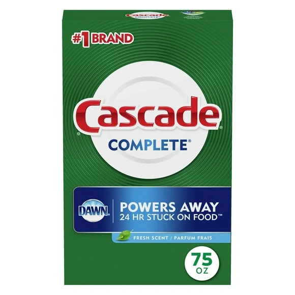 Cascade Complete Powder Dishwasher Detergent, Fresh Scent, 75 oz
