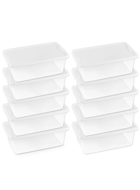 Homz 1.5 Gallon Plastic Storage Container, Clear and White, 10 Count