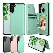 Samsung Galaxy A21 Wallet Case, Takfox Shockproof PU Leather Case with Card Pockets 3 Cards Slots Cash ID Card Flip Phone Cases Cover Kickstand Magnetic Hard Case For Galaxy A21 US Version, Turquoise