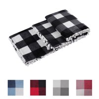 Soft Plush Couch Buffalo Plaid Fleece Throw Blanket Black and White 50" x 60"