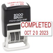 Cosco 2000 PLUS Self-Inking Rubber Date Office Stamp with COMPLETED Phrase & Date - RED Ink (Micro-Dater 160), 12-Year Band