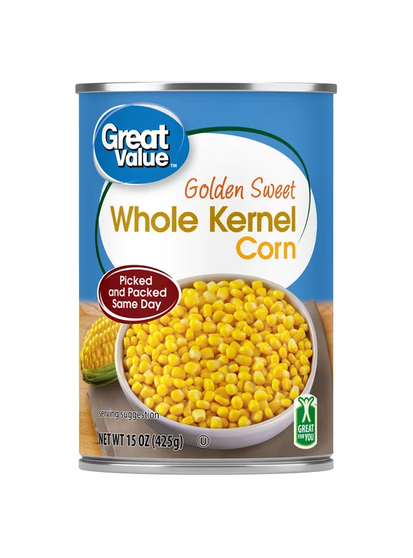 Great Value Golden Sweet Whole Kernel Corn, 15 oz