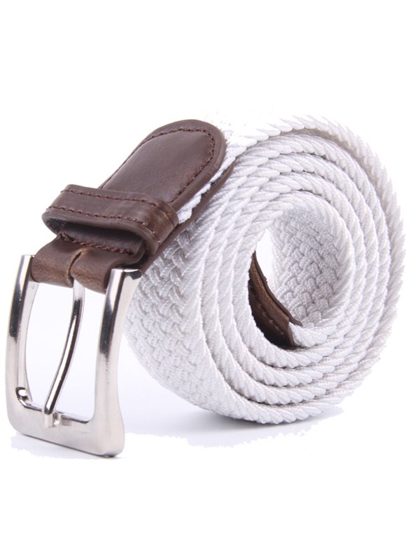 Gelante Adult's Canvas Elastic Fabric Woven Stretch Braided Belts Solid Color- WT, S