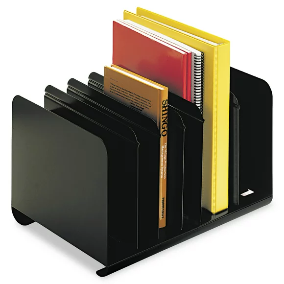 SteelMaster Six-Section Adjustable Book Rack, Steel, 15 x 11 x 8 7/8, Black -MMF26413BRBLA