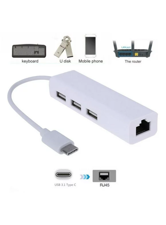 Type-C To RJ45 LAN Cables, Laptop USB 3.1 To Network Cable Adapter For Cellphone/U Disk/Router