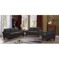 3 Piece Sectional Couch Set for Living Room, URHOMEPRO Modern Couches and Sofas Set with 3 Seat Sofa, Loveseat and Single Armchair, Furniture Sofa Set with Removable Cushions, Dark Grey, A01