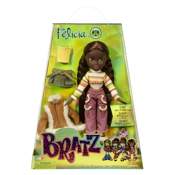Bratz Original Fashion Doll Felicia Series 3 with 2 Outfits and Poster, Collectors Ages 6 7 8 9 10 