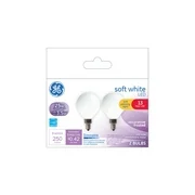 GE LED 3.5W (25W Equivalent) Soft White Color, G16 Decorative Mini Globe Light Bulbs, Frosted Finish, Dimmable, E12 Small Base, 13 Year Life, 2pk