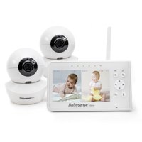 Babysense Split Screen Video Baby Monitor, 4.3" Display with 2 PTZ Cameras, Long Range, Night Light & Vision, Two-Way Talk, V43