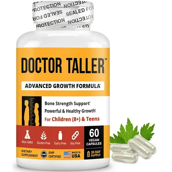 NuBest Doctor Taller, Premium Formula Supports Bone Health for Ages (8 ) and Teens, 60 Vegan Capsules