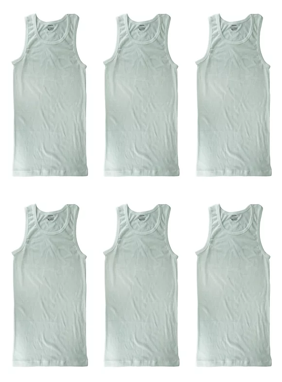 Gelante 6-Pack Cotton Adult Men's Basic Undershirt Tank Top Athletic Sleeveless Tee