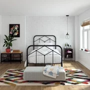 Novogratz Francis Farmhouse Metal Bed, Twin Bed Frame, Black