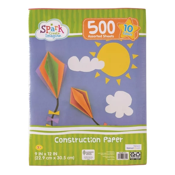 Spark. Create. Imagine. Heavyweight Construction Paper, Multi Color, 500 Count