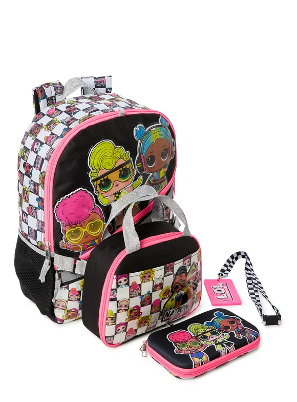 MGA L.O.L Surprise! Girls with Lunch Bag 4-Piece Set Pink Checker Print