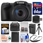 Canon PowerShot SX420 IS Wi-Fi Digital Camera (Black) with 64GB Card + Case + Battery & Charger + Flex Tripod + Sling Strap + Kit