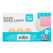 Pen + Gear Ruled Index Cards, Pastel, 3" x 5", Assorted Colors, 100 Count
