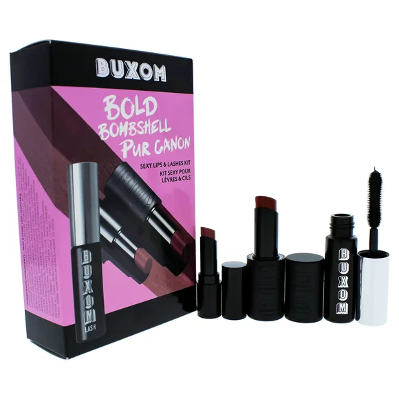 Bold Bombshell Pur Canon Set by Buxom for Women - 3 Pc 02oz Mini Buxom Lash Mascara - Blackest Black